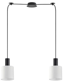 SE21-BL-4-BL2-SH1 ADEPT TUBE Black Pendant White Fabric Shade+ HOMELIGHTING 77-8508