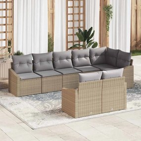 vidaXL Σετ Καναπέ Κήπου 8 pcs Μπεζ Πολυ ράταν