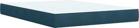 vidaXL Κρεβάτι Boxspring με Στρώμα Μπλε 160x200 εκ. Βελούδινο