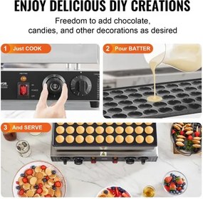 VEVOR 50PCS 43mm Mini Dutch Pancake Maker Commercial Dorayaki Baker 1700W