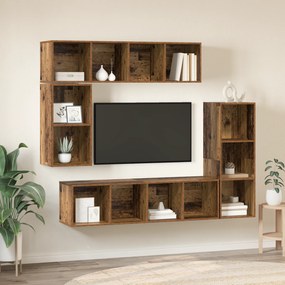 vidaXL Σετ επίπλου τηλεόρασης 4 pcs Παλιό ξύλο Επεξεργασμένο ξύλο