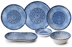 Σερβίτσιο Πιάτα Φαγητού (Σετ 27Τμχ) 721NBL3156 Blue-White Hermia 27 τμχ Porcelain