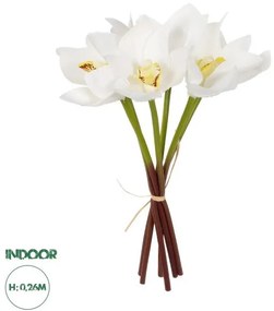Artificial Garden WHITE ORCHID BOUQUET 21151 Τεχνητό Διακοσμητικό Μπουκέτο Λευκής Ορχιδέας Y26cm Globostar-21151-Λευκό 21151