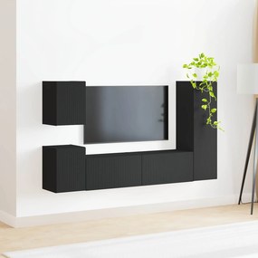 vidaXL Σετ επίπλου τηλεόρασης 4 pcs Μαύρο Επεξεργασμένο Ξύλο
