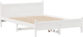 vidaXL Σκελετός Κρεβ. Χωρίς Στρώμα Λευκό 135x190 εκ Μασίφ Πεύκο