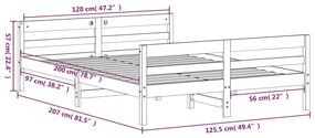 Σκελετός Κρεβ. Χωρίς Στρώμα Καφέ Κεριού 120x200 εκ Μασίφ Πεύκο - Καφέ