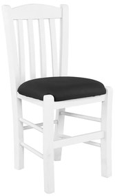 CASA Καρέκλα Οξιά Βαφή Εμποτισμού Άσπρο, Κάθισμα Pu Μαύρο  42x45x88cm [-Μαύρο/Άσπρο-] [-Ξύλο/PVC - PU-] Ρ966,Ε8Τ