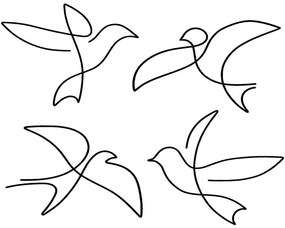Διακοσμητικό Τοίχου Birds (Σετ 4Τμχ) 579LDN1167 25x25cm Black Wallity Metal