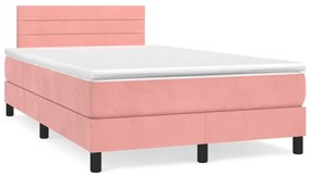 Κρεβάτι Boxspring με Στρώμα Ροζ 120x190 εκ. Βελούδινο