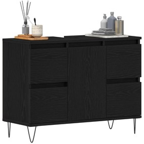 vidaXL Ντουλάπι Μπάνιου Μαύρη Δρυς 80x33x60 εκ Επεξεργασμένο Ξύλο