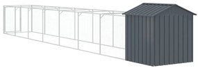 vidaXL Σπιτάκι Σκύλου με Οροφή Ανθρακί 117x813x123 εκ. Γαλβαν. Χάλυβας