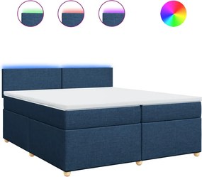 vidaXL Κρεβάτι Boxspring με Στρώμα Μπλε 200x200 εκ. Υφασμάτινο