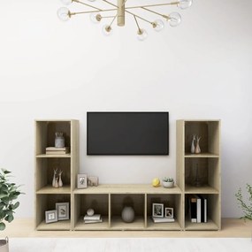 vidaXL Έπιπλα Τηλεόρασης 3 τεμ. Sonoma Δρυς 107x35x37 εκ. Μοριοσανίδα