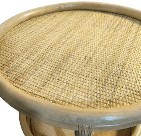 Βοηθητικό τραπέζι Moody pakoworld pe rattan σε φυσική απόχρωση Φ55x51εκ