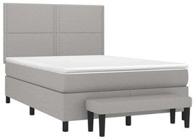 Κρεβάτι Boxspring με Στρώμα Ανοιχτό Γκρι 140x200 εκ. Υφασμάτινο - Γκρι