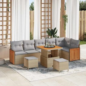 vidaXL Σετ Καναπέ Κήπου 9 pcs μπεζ και ανοιχτό γκρι 80 x 80 x 71 cm