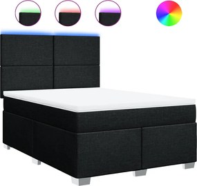 vidaXL Κρεβάτι Boxspring με Στρώμα Μαύρο 140x200 εκ. Υφασμάτινο