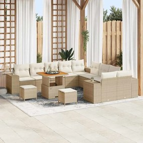 vidaXL Σετ Καναπέ Κήπου Ρυθμιζόμενο ύψος 13 pcs Μπεζ συνθετικό ρατάν