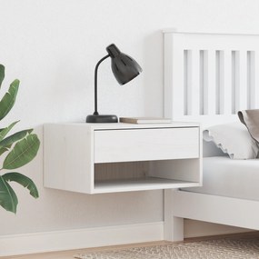 vidaXL Κομοδίνο με συρτάρι Λευκό 50 x 32.5 x 24 εκ Μασίφ ξύλο πεύκου