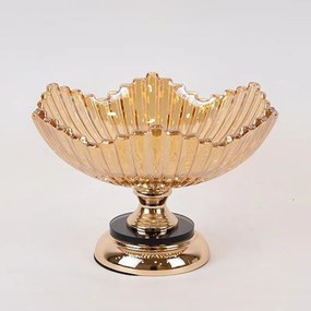 Διακοσμητικό Μπωλ Με Πόδι 754-11022 29x18cm Gold Estheti Home Metal, Glass