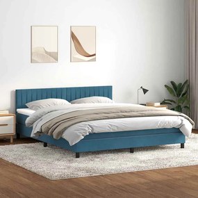 vidaXL Κρεβάτι Boxspring με Στρώμα Σκούρο Μπλε 180x210 εκ. Βελούδινο