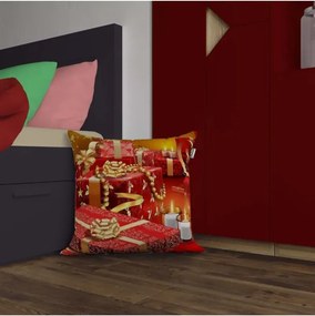 Διακοσμητικό μαξιλαροθήκη με 3d ψηφιακή εκτύπωση θεματική για πρωτοχρονιά Κόκκινο