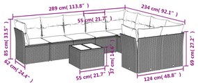 vidaXL Σετ Καναπέ Κήπου 10 τεμ. Μπεζ Συνθετικό Ρατάν με Μαξιλάρια