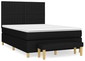 vidaXL Κρεβάτι Boxspring με Στρώμα Μαύρο 140x200 εκ. Υφασμάτινο