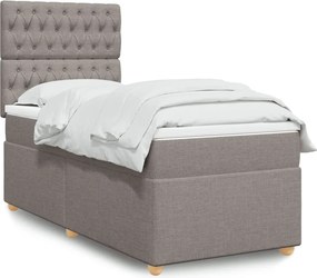 vidaXL Κρεβάτι Boxspring με Στρώμα Taupe 90x200 εκ. Υφασμάτινο