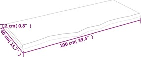 vidaXL Πάγκος Μπάνιου Ανοιχτό Καφέ 100x40x2 εκ. Επεξ. Μασίφ Ξύλο