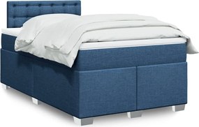 vidaXL Κρεβάτι Boxspring με Στρώμα Μπλε 120x200 εκ. Υφασμάτινο