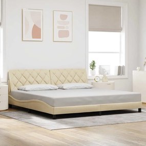 vidaXL Σκελετός Κρεβατιού Χωρίς Στρώμα Κρεμ 200x200 εκ. Υφασμάτινο