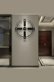Stewehome Μοντέρνο ιταλικό ρολόι τοίχου από μέταλλο Μαύρο
