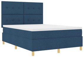 vidaXL Κρεβάτι με πλαίσιο και στρώμα & LED Μπλε 160x200 εκ. Ύφασμα