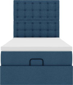 vidaXL Οθωμανικό κρεβάτι με στρώμα μπλε 100x200cm ύφασμα