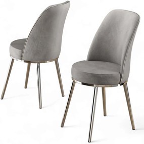 Καρέκλα Pefa Babyface (Σετ 4Τμχ) 240CHR1560 45x42x91cm Grey-Chrome Μέταλλο,Ύφασμα