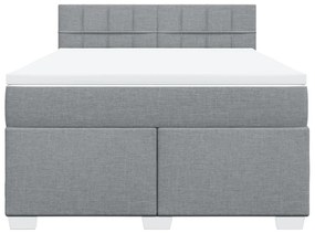 Κρεβάτι Boxspring με Στρώμα Ανοιχτό Γκρι 140x200 εκ. Υφασμάτινο - Γκρι