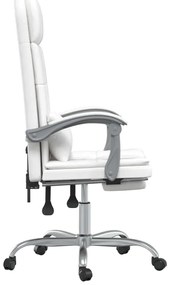 vidaXL Πολυθρόνα Γραφείου Μασάζ Ανακλινόμενη Λευκό από Συνθετικό Δέρμα