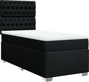 vidaXL Κρεβάτι Boxspring με Στρώμα Μαύρο 90x190 εκ.Υφασμάτινο