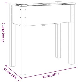 Γλάστρα με Ρόδες &amp; Επένδυση Καφέ 71x37x80 εκ. Μασίφ Ξύλο Ελάτης - Καφέ