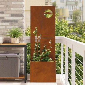 vidaXL Γλάστρα Κήπου με Διακοσμητική Πάνελ Σκ rusty 50 x 140 cm