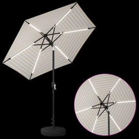 vidaXL Ομπρέλα Κήπου με LED Φώτα και Βάση 2,3 x 2,3 m Πολυεστέρας