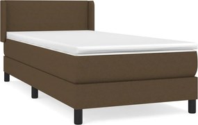 vidaXL Κρεβάτι Boxspring με Στρώμα Σκούρο Καφέ 90x200 εκ. Υφασμάτινο