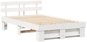 vidaXL Σκελετός Κρεβατιού Λευκό 120 x 200 cm Στερεά ξυλεία πεύκου