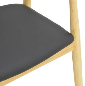 Καρέκλα Πολυθρόνα Sandi rubberwood σε φυσικό με μαύρο pu μαξιλάρι 50x60x80εκ 2αδα 50x60x80 εκ.