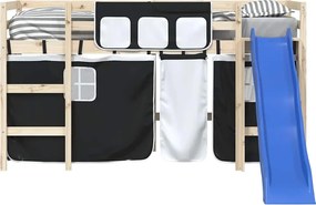 vidaXL Κουρτίνες για Κρεβάτι Κουκέτα Λευκό / Μαύρο από Πολυεστέρα