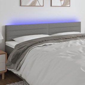 Κεφαλάρι Κρεβατιού LED Σκούρο Γκρι 200x5x78/88 εκ. Υφασμάτινο 3121775