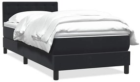 vidaXL Κρεβάτι Boxspring με Στρώμα Μαύρο 90x210 εκ. Βελούδινο