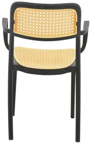 Πολυθρόνα Westley pakoworld pp φυσικό-μαύρο 58x47x81εκ
