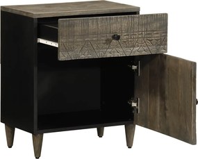 vidaXL κομοδίνο ντουλάπι ανοιχτό γκρι 50x33x60 cm μασίφ ξύλο Mango
